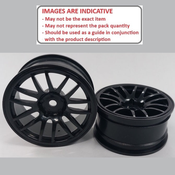 1226008 | RM-XR-052-BK-14 (2 Pcs) --- RC Car Rims Hobby - Rim Colour Black 14 Spoke - Plastic