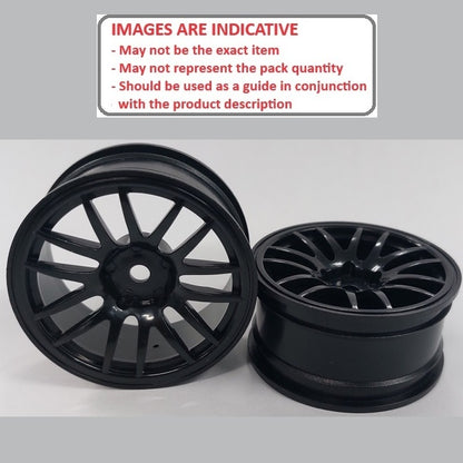 1226008 | RM-XR-052-BK-14 (2 Pcs) --- RC Car Rims Hobby - Rim Colour Black 14 Spoke - Plastic