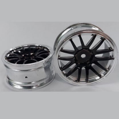 1225903 | RM-XR-052-SBK-12 (6 Pcs) --- RC Car Rims Hobby - Rim Colour Silver with Black 12 Spoke