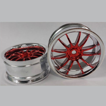 1225906 | RM-XR-052-SR-12 (6 Pcs) --- RC Car Rims Hobby - Rim Colour Silver/Red 12 Spoke