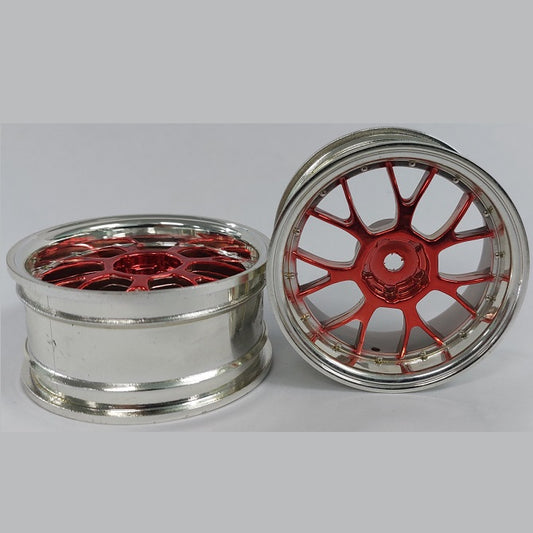 1225688 | RM-XR-052-SR-7K (4 Pcs) --- RC Car Rims Hobby - Rim Colour Silver/Red 7 Fork Spoke - Plastic