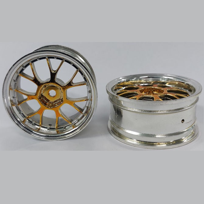 1225687 | RM-XR-052-SY-7K (5 Pcs) --- RC Car Rims Hobby - Rim Colour Silver with Yellow 7 Fork Spoke