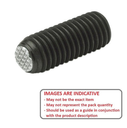 1067524 | SS060M-0246-CS-DKT --- Diamond Knurled Tip Socket Set Screws - M6 -6x1mm- 24.6 mm - Diamond Knurled Tip - Carbon Steel with Alloy Steel SUJ2 HRC 55 -60 tip