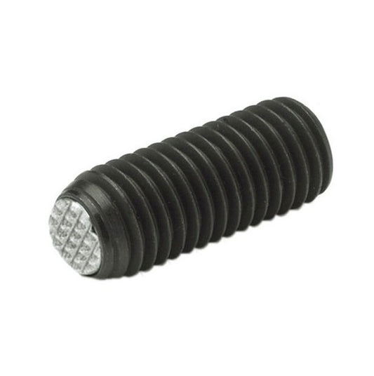 1065745 | SS060M-0096-CS-DKT --- Diamond Knurled Tip Socket Set Screws - M6 -6x1mm- 9.6 mm - Diamond Knurled Tip - Carbon Steel with Alloy Steel SUJ2 HRC 55 -60 tip