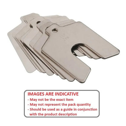 1000201 | SHMPS-42235 (10 Pcs) --- Slotted Shims - Thickness 0.015 inch 0.625 - 2 inch x 2 inch - Carbon Steel