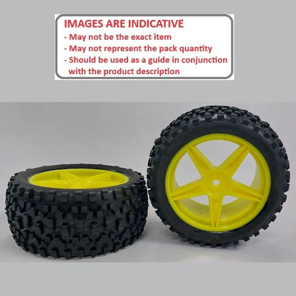 1138379 | WH-8O-112-43-Y-5 (2 Pcs) --- RC Car Wheels Hobby - Rim Colour Yellow 5 Spoke - Black - Plastic