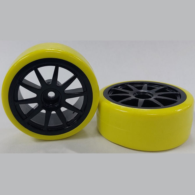 1039491 | WH-XD-063-26-BK-10-Y (2 Pcs) --- RC Car Wheels Hobby - Rim Colour Black 10 Spoke - Yellow - Plastic