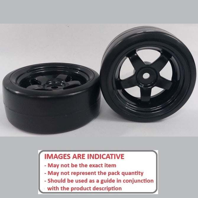 1039101 | WH-XD-063-26-BK-5-BK (2 Pcs) --- RC Car Wheels Hobby - Rim Colour Black 5 Spoke - Black - Plastic