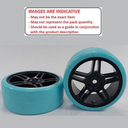 1039095 | WH-XD-063-26-BK-5T-BL (2 Pcs) --- RC Car Wheels Hobby - Rim Colour Black 5 Split Spoke - Blue - Plastic