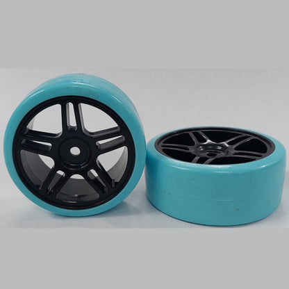 1039095 | WH-XD-063-26-BK-5T-BL (2 Pcs) --- RC Car Wheels Hobby - Rim Colour Black 5 Split Spoke - Blue - Plastic