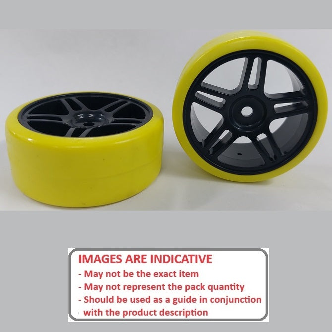 1039097 | WH-XD-063-26-BK-5T-Y (2 Pcs) --- RC Car Wheels Hobby - Rim Colour Black 5 Split Spoke - Yellow - Plastic