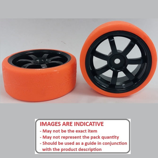 1039383 | WH-XD-063-26-BK-7-R (2 Pcs) --- RC Car Wheels Hobby - Rim Colour Black 7 Spoke - Red - Plastic