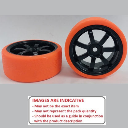1039383 | WH-XD-063-26-BK-7-R (2 Pcs) --- RC Car Wheels Hobby - Rim Colour Black 7 Spoke - Red - Plastic