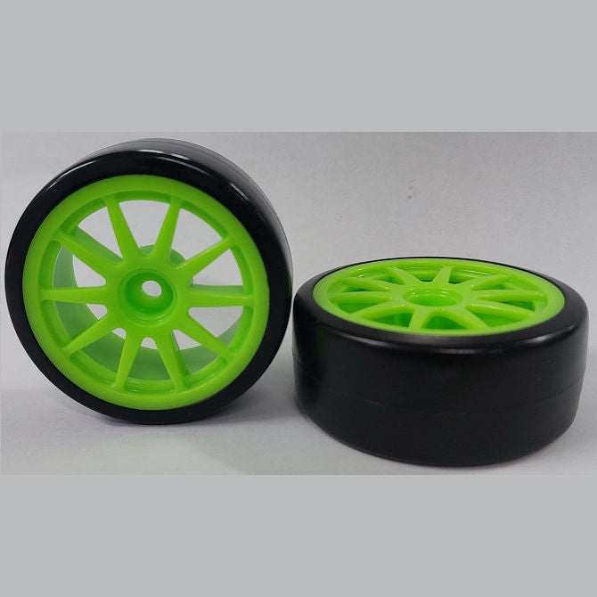 1083687 | WH-XD-063-26-G-10-BK (2 Pcs) --- RC Car Wheels Hobby - Rim Colour Green 10 Spoke - Black - Plastic