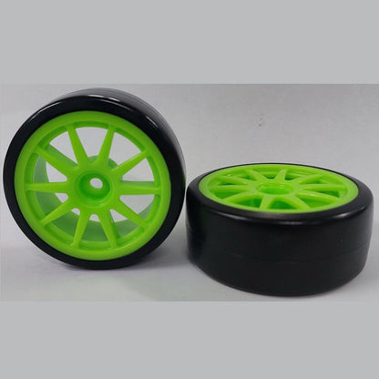 1083687 | WH-XD-063-26-G-10-BK (2 Pcs) --- RC Car Wheels Hobby - Rim Colour Green 10 Spoke - Black - Plastic