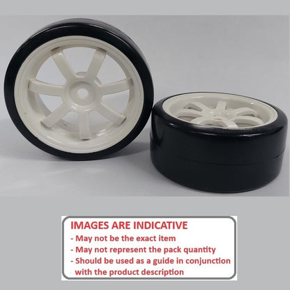 1136686 | WH-XD-063-26-W-7-BK (4 Pcs) --- RC Car Wheels Hobby - Rim Colour White 7 Spoke - Black - Plastic