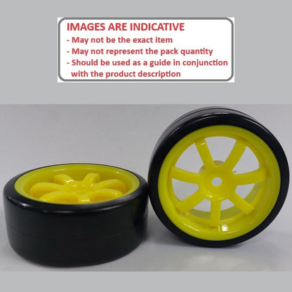 1138393 | WH-XD-063-26-Y-7-BK (2 Pcs) --- RC Car Wheels Hobby - Rim Colour Yellow 7 Spoke - Black - Plastic