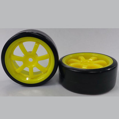 1138393 | WH-XD-063-26-Y-7-BK (2 Pcs) --- RC Car Wheels Hobby - Rim Colour Yellow 7 Spoke - Black - Plastic