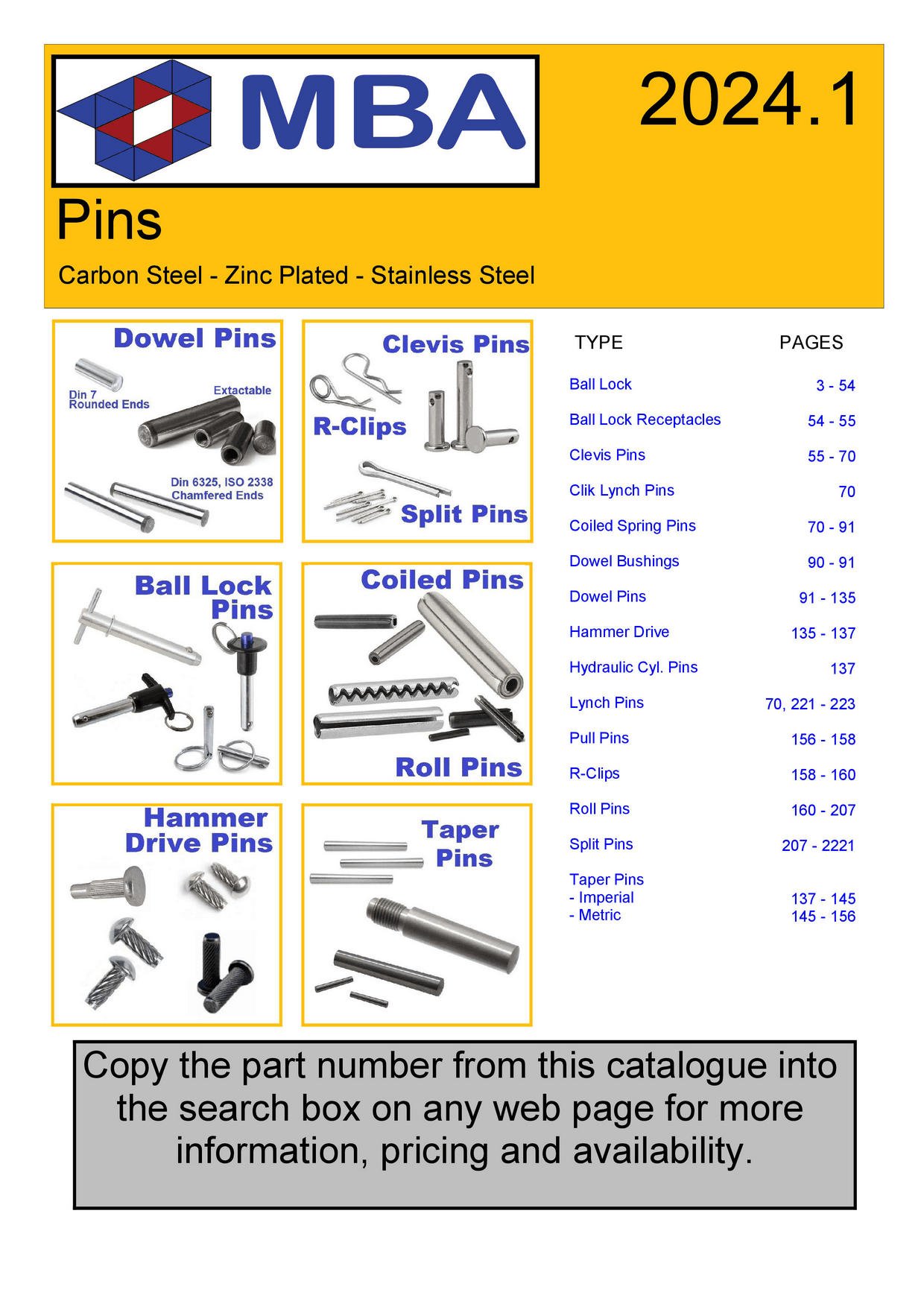 Downloadable PDF Catalogue Pins